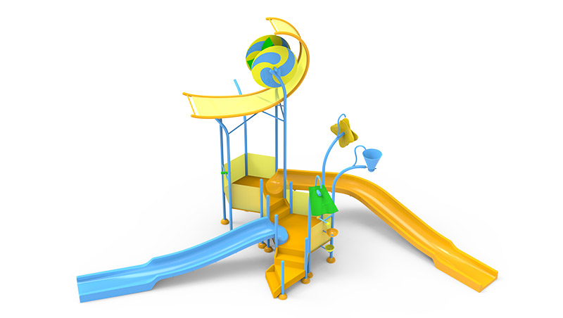 Splash Tower With Rotating Water Wheel