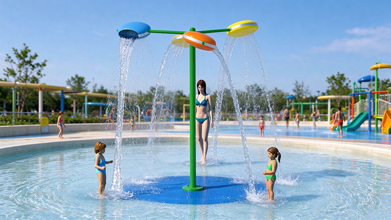 Lovely Rotating Bucket Water Curtain Splash Pad